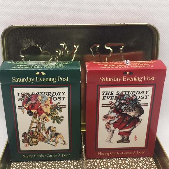 Saturday Evening Post Santa Playing Cards in Collectible Tin J. C. Leyendecker - Picture 3 of 6